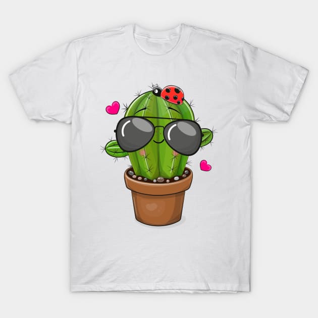 Cool painted cactus with sunglasses T-Shirt by Reginast777